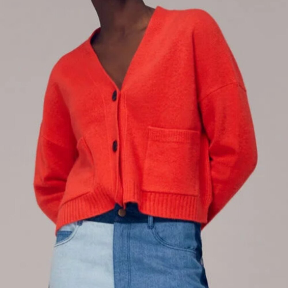 Whistles Red Pocket Cardigan Size S
